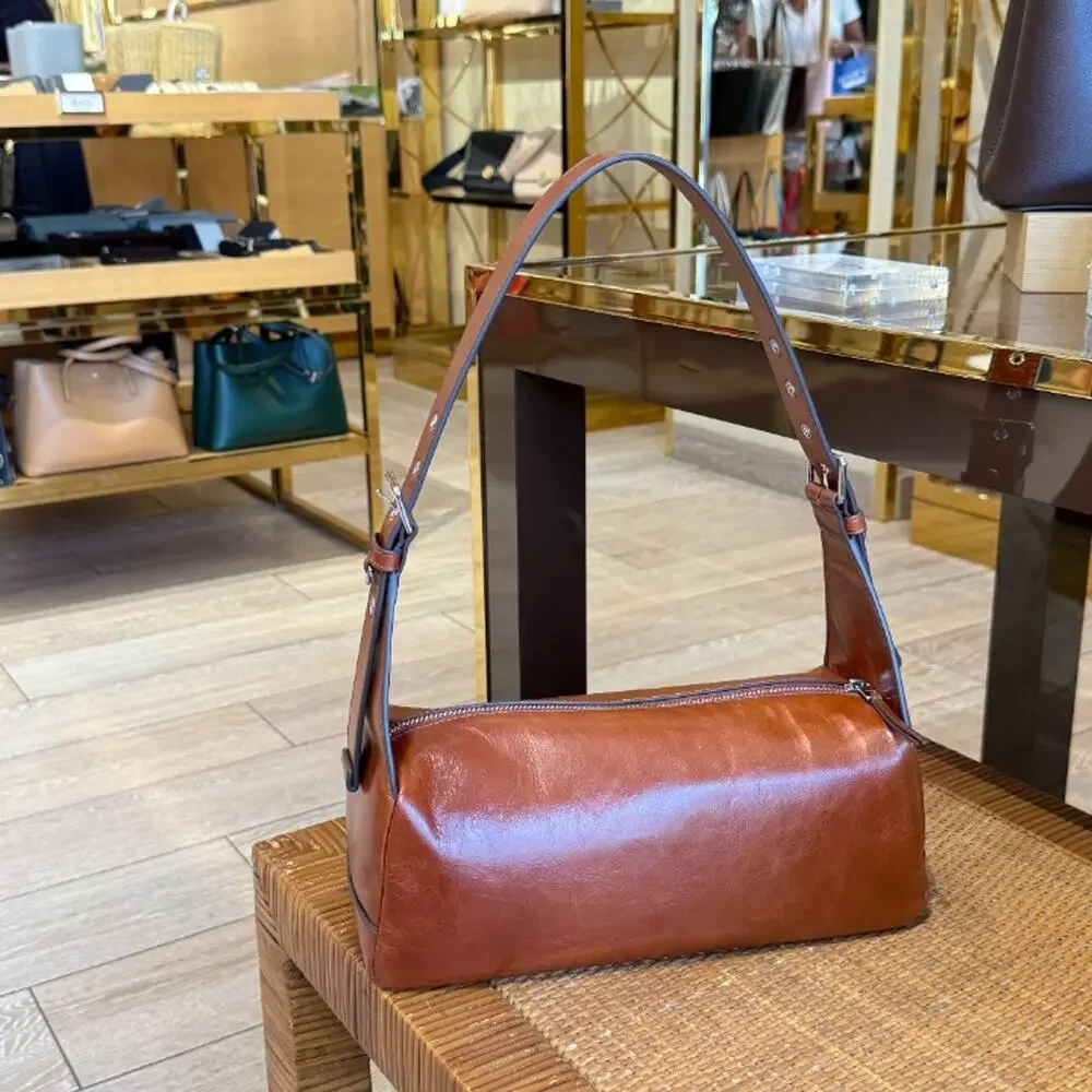 Tory Burch Rory Glazed Shoulder Bag 182691 $450 Aged Brown